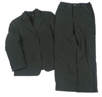 2Set - Černé pruhované sako + kalhoty C&A