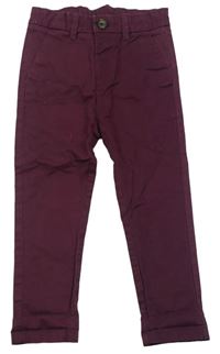 Vínové plátěné chino kalhoty M&S