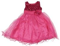 Růžové slavnostní šaty s flitry a tylovou sukní 