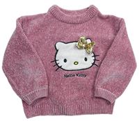 Starorůžový žinylkový svetr s Hello Kitty zn. C&A