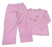 Růžové froté pyžamo s motýlky 