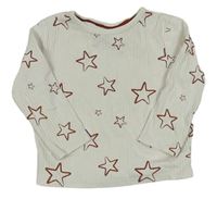 Bílé žebrované triko s hvězdičkami H&M