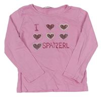 Růžové triko s nápisem a srdíčky S. Oliver