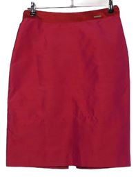 Dámská červeno-tmavorůžová pouzdrová hedvábná sukně Ted Baker 