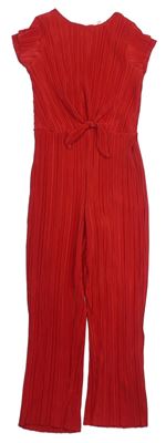 Červený plisovaný kalhotový overal H&M