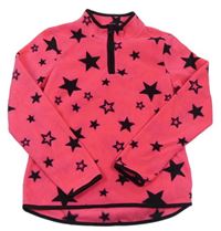 Neonově růžovo-černá fleecová mikina s hvězdičkami C&A