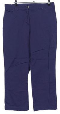 Dámské fialové plátěné crop kalhoty Cotton