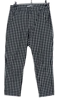 Dámské černo-bílé kostkované plátěné crop kalhoty Hollister 