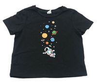Černé tričko s vesmírem Shein