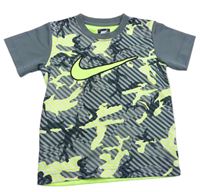 Šedo-neonově zelené sportovní army tričko s logem Nike  