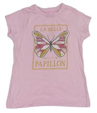 Růžové tričko s motýlem