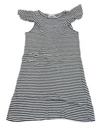 Černo-bílé pruhované šaty s volánky M&S