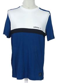 Pánské modro-bílé tričko s logem Adidas 