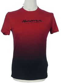 Pánské červeno-černé tričko s logem Hollister 