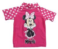 Tmavorůžové UV tričko s Minnie a srdíčky zn. Miniclub