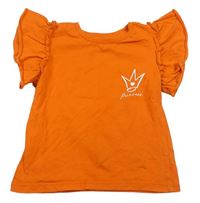 Oranžové tričko s korunkou a volánky River Island