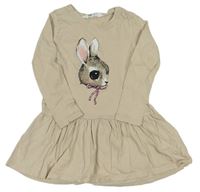 Světlebéžové šaty s králíčkem zn. H&M