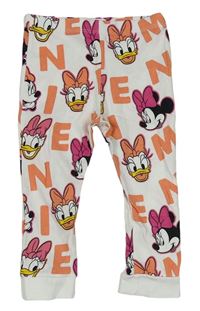 Bílo-oranžové pyžamové kalhoty s Minnie a Daisy zn. Disney