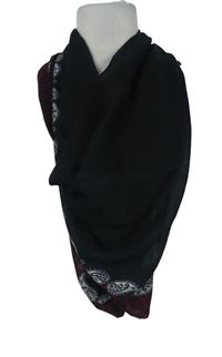 Dámský černo-vínový vzorovaný šátek 