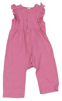 Růžový bavlněný kalhotový overal s volánky zn. H&M