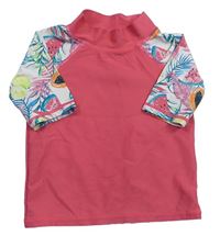 Růžovo-bílé Uv tričko s kytičkami TCM 