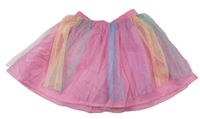 Růžová sukně s barevnými třásněmi F&F