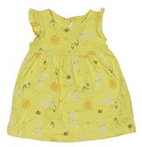 Žluté bavlněné šaty s králíky a sluníčky F&F