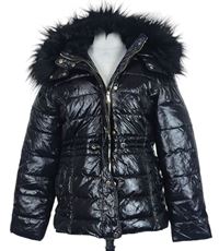 Dámská černá šusťáková lesklá zimní bunda s kapucí New Look 