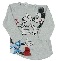 Světlešedé melírované triko s Minnie a Mickeym Disney
