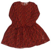 Červeno-černé vzorované šifonové šaty Next