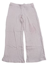 Světlerůžové melírované žebrované úpletové culottes kalhoty H&M