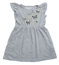 Šedé melírované šaty s motýlky zn. H&M