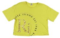 Žluté crop tričko s nápisem River Island 