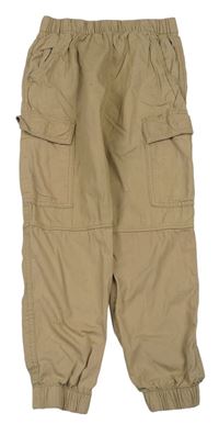 Béžové cargo cuff plátěné kalhoty H&M