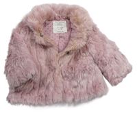 Světlerůžová kožešinová bunda s límečkem Zara