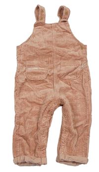 Pudrové žebrované sametové laclové kalhoty Primark
