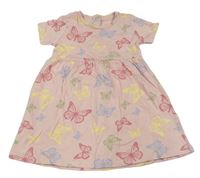 Růžové bavlněné šaty s motýlky zn. Pep&Co
