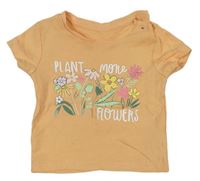 Meruňkové tričko s květinami Primark