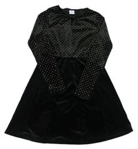Černé sametové šaty s kamínky Zara