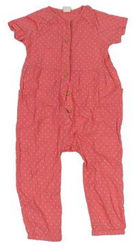 Růžový puntíkatý mačkaný cargo kalhotový overal zn. H&M