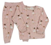 Světlerůžové plyšové pyžamo s baletkami M&S