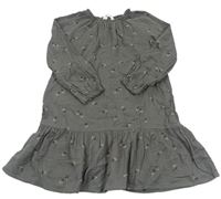 Šedé plátěné šaty s kytičkami zn. H&M