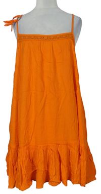Dámské oranžové šaty s krajkou George 