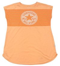 Neonově oranžové pruhované tričko Converse