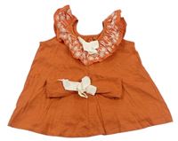2set - Oranžové tričko s kytičkami + čelenka Savannah
