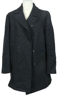 Pánský tmavošedý vlněný kabát Massimo Dutti