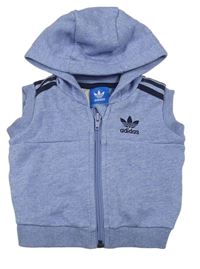 Modrá melírovaná tepláková propínací vesta s kapucí Adidas
