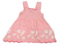 Neonově růžovo-bílé pruhované šaty s kytičkami Dopodopo