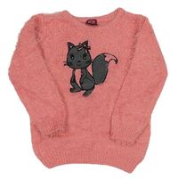 Růžový chlupatý svetr s veverkou Kiki&Koko