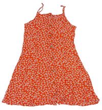 Červené květované lehké propínací šaty Primark